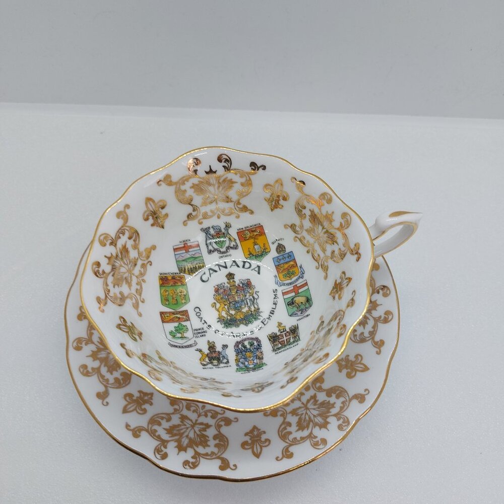 Vintage Paragon Tea Cup And Saucer Canada Coats Of Arms & Emblems